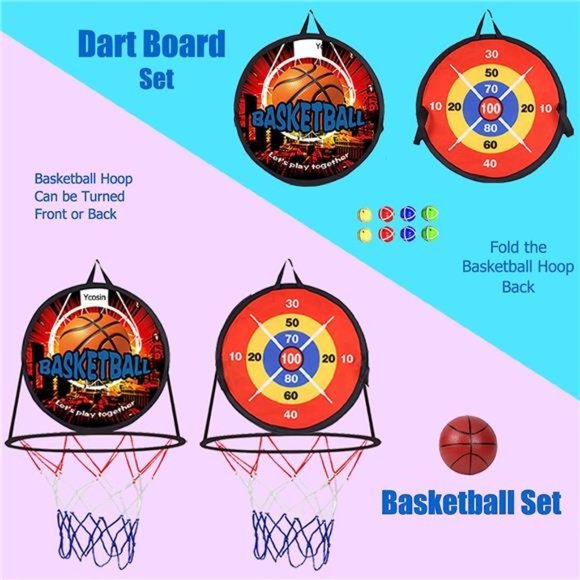 14" Dart Board for Kids,Basketball Hoop for Kids Toddlers, Sports & Outdoor Play - Picture 2 of 6